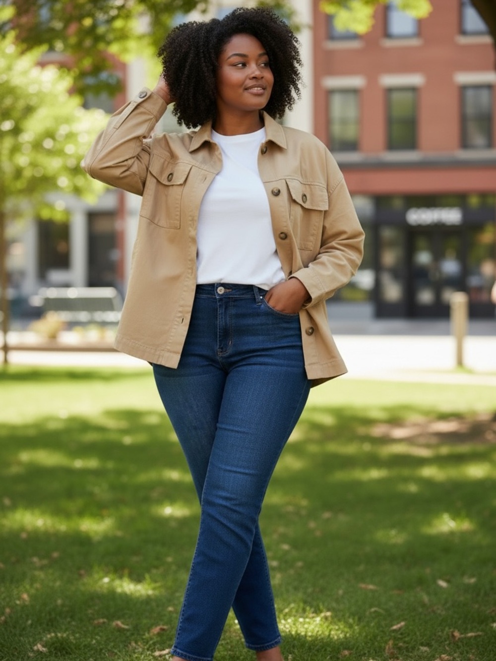 Reitmans Tan Utility Button-Up Jacket